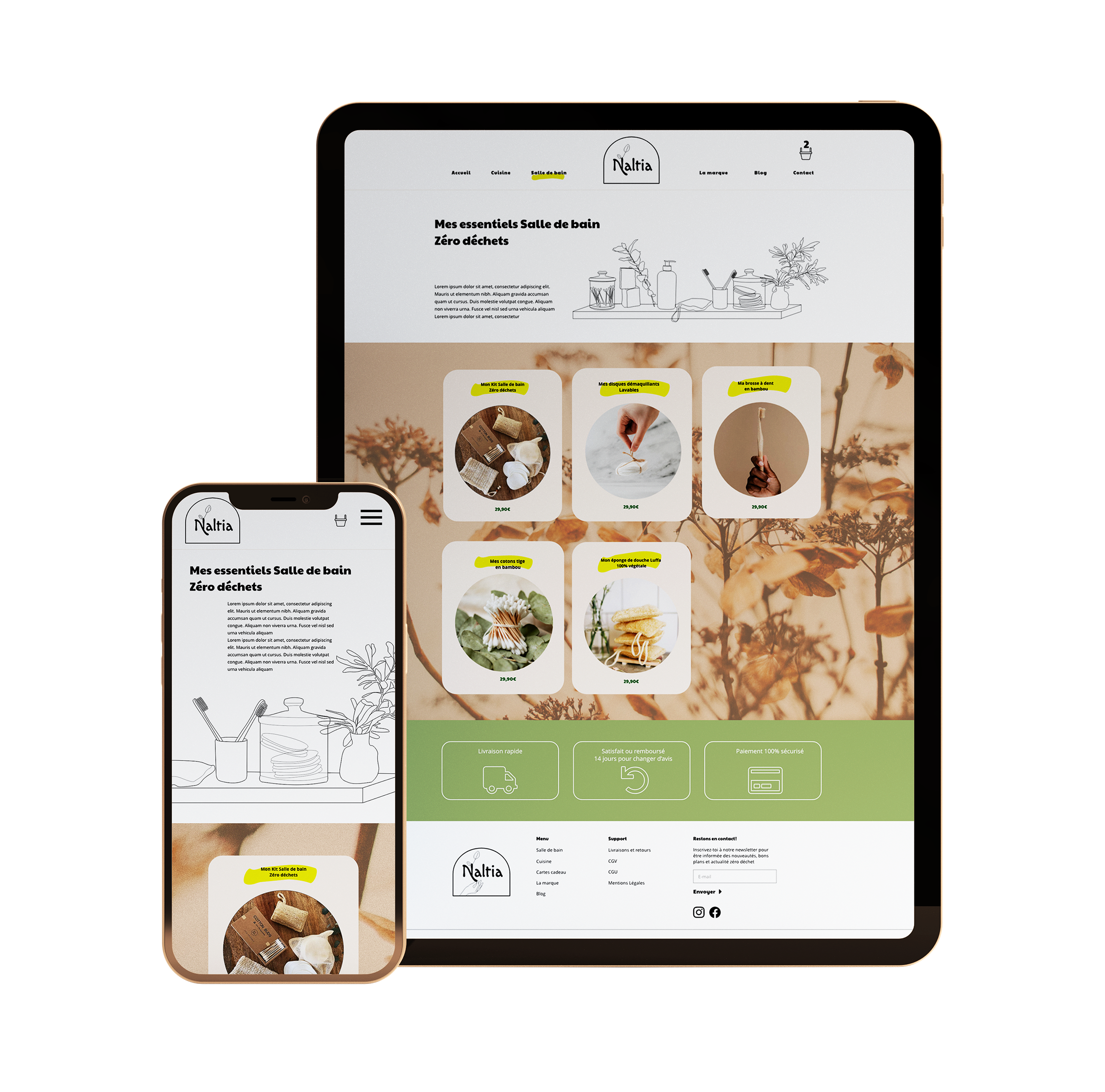 Mockup tablette mobile site Naltia